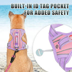 BARKBAY No Pull Dog Harness Large Reflective Dog Harness with Front Clip and Easy Control Handle for Walking Training Running with ID tag Pocket(Baby Pink & Violet Purple,XL)