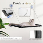 2 Pack Cat Hammock for Window Wall with 8 Suction Cups 2 Cushion Cover,Cat Window Perch, Space Saving and Easy Mounted Large Cats Bed,Pet Resting Safety Holds (Black, Medium)