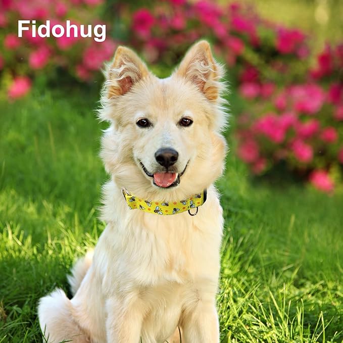 Martingale Collar for Dogs with Buckle No Pull Adjustable Nylon Limited Slip Training Dog Collars (Yellow Bee, Small)