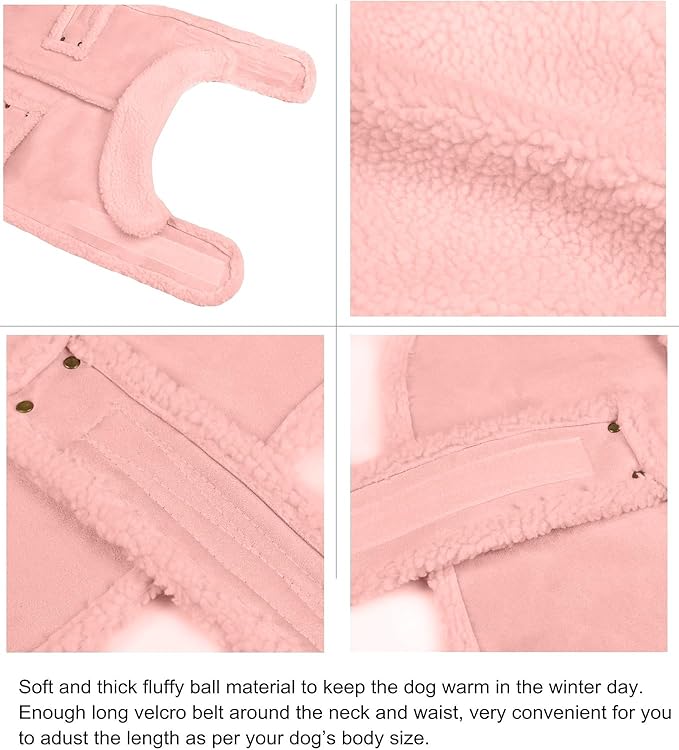 Dog Winter Jacket, Warm Windproof Dog Coat Sweaters for Small Dogs, Thick Apparelf Fleece Coat for Medium Large Dog (Pink XX-Large)