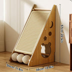 Cat Scratcher with Nest - Non-Shedding Vertical Cat Scratching Post, Cat Board Scratcher with 3 Sisal Balls for Indoor Cats, Reliable Wall Mounting
