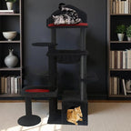 Gothic Cat Tree Tower 58" - Spooky Cat Condo with Throne Bed, Hanging Bat, Sisal Scratching Posts & Multi - Level Platforms, Elegant Black Cat Furniture for Indoor Cats