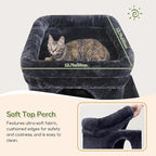 Globlazer Cat Tower for Multiple Indoor Cats, 52 inch Heavy Duty Cat Tree with 3 Condos, Plush Cat Condo with Scratching Posts and Pad for Adult Cats Kitten, Padded Perch, Basket Bed, F52B, Dark Grey