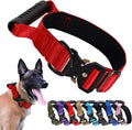 JSXD Tactical Dog Collar, 1.5 Inch Wide, Heavy Duty Military Training Collar with Handle, Metal Quick Release Buckle, 1000D Nylon, for Medium Large Dogs