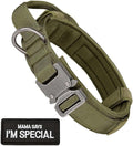 Tactical Dog Collar with Handle - Adjustable Nylon Training Military Dog Collar with Heavy Duty Metal Buckle Collar for Medium Large Dogs,with Patch