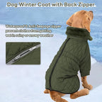 IDOMIK Dog Winter Coat for Medium Dogs, Warm Dog Winter Jacket with Fleece High Collar, Zippered Cold Weather Coats for Dogs, Waterproof Doggy Snow Jacket Clothes,Green,M