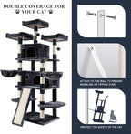 Allewie 68 Inches Cat Tree/House and Towers for Big Feline/Scratching Post/Multi-Level Large Kitty Climbing Tree with Condo/Smokey Grey