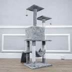 FixtureDisplays® 19.7X23X49" Cat Tree Condo Furniture with Sisal-Covered Scratching Posts, Plush Condo, 2 Platforms, Perch Hammock for Kittens, Cats and Pets Light Gray 12240 12240