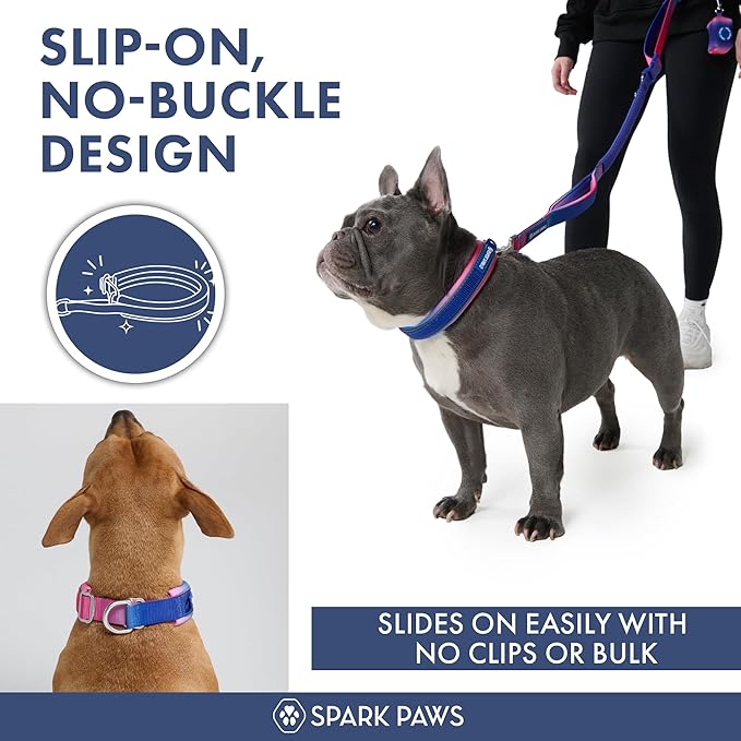 Spark Paws Martingale Dog Collar – Cushioned Slip-On Training Collar, Heavy Duty, Safety-Tested No-Buckle Collar for Medium & Large Dogs - Snow Cone - B
