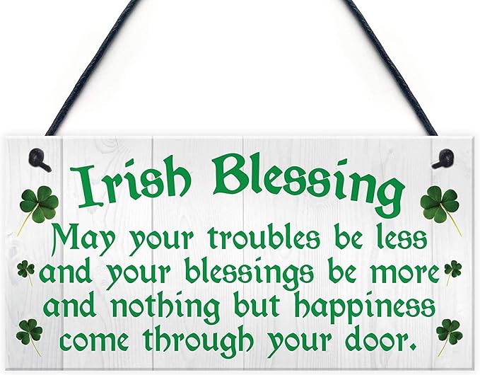 Irish Blessing Happiness Friendship Wood Signs Gifts Plaque Home Decor Door Sign "10x5"(XXQ006)