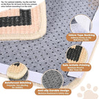 Cat Scratcher Mat, 23.6x15.7 Inch Natural Sisal Cat Scratch Pad, Horizontal Cat Scratching Pad Rug for Indoor Cats with Sticky Tapes, Protect Couch & Carpets（Beige Black）