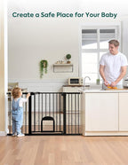 Babelio Baby Gate with Cat Door, CatPrivilege Ⅲ, Extra Wide 29-55" Cat Gate, 30" Tall Pressure Mounted Safety Gate for Large Openings, Stairs & Doorways, Auto Close, Black