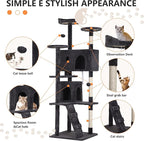 Heavy Duty Cat Tree, 70 Inch Tall Tower With 3 Top Perches Platforms & 2 Cozy Condos, Climbing Tower With Ladders & Sisal Pole, Scratching Tree for Large Cats Play House, Grey