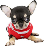 LOPHIPETS 100% Cotton Striped Dog Shirts for Small Dogs Chihuahua Puppy Clothes Tank Vest-Red and Gray Strips/XS