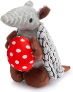 Hollypet Plush Dog Squeaky Toy Stuffed Armadillo Animal Pet Puppy Chew Toys with Clean Teeth for Small Medium Large All Breed Sizes Dogs, Gray, 8 in, Red Easter Eggs with WhiteDots