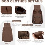 ROZKITCH Warm Dog Sweaters for Small Dogs Male Female, Pet Windproof Warm Cold Weather Jacket Vest Cozy Jumpsuit Apparel Outfit Clothes for Walking Hiking Travel Sleep Brown XS