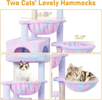KIYUMI Cat Tree Cat Tower Condo with Sisal Scratching Post for Indoor Cats Cat Tree Cat Furniture with Hammock Perch and Kitten Ball Toys, Multi-Level Pet Activity Center Rainbow