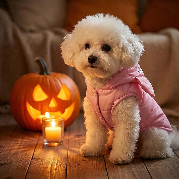 FLAdorepet Pink Pig Dog Costume,Halloween Holiday Pet Dog Piglet Outfits,Winter Coat Snowsuit Clothes for for Small Medium Large Dogs(Pig, M)