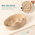 vancasso Slow Feeder Dog Bowl, 3 Cups Ceramic Slow Feeder for Large Breed, Puzzle Maze Dog Food Bowl for Fast Eater, Khaki