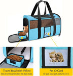 Refrze Pet Carrier Airline Approved, Cat Carriers for Medium Cats Small Cats, Soft Dog Carriers for Small Medium Dogs, TSA Approved Pet Carrier for Cat Dogs of 15 Lbs, Puppy Carrier,Blue