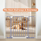 29"-40" Baby Gate for Stairs, Auto Close Stroller Friendly Dog Gate Indoor for Doorways, Pressure Mounted Baby Gate, Easy Walk Through Gate for Children & Pets, Wisteria