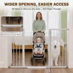 Mumeasy 36" Extra Tall Baby Gate for Doorways, 29.7"-57" Extra Wide Dog Gate for Stairs, Pressure Mounted Auto Close Pet Safety Gate with Easy Walk Thru Door, Large Indoor Child Gate for House, White