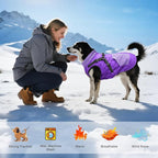 Mosucoirl Warm Dog Coats Pet Clothes, Waterproof Dogs Jacket Reflective Pet Outfits Winter Dog Cold Weather Coat Cozy Snow Jackets Vest for Small Medium Large Dogs Puppy Doggie (Purple, XS)