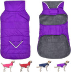 Dog Coat, Waterproof Dog Winter Jacket with Pocket, Reflective Adjustable Pet Snow Vest, Warm Cozy Fleece Sweater for Small Medium Extra Large Dogs - Purple, XS