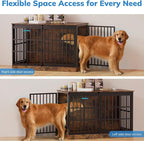 Petrova 47" Dog Crate Furniture for Large/Medium Dogs, Heavy Duty Dog Kennel Indoor with Name Tag, Wooden Dog Cage with Sliding Barn Door, Decorate House as TV Stand, End Table, Brown
