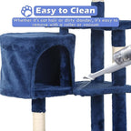 Heavy Duty Cat Tree,36 Inch Tall Cat Tower,Cozy Condos,Scratching Posts,Sisal Rope,Multi-Level Perches Platforms for Indoor Cats/Kittens,Sturdy Pet Climbing Furniture,Navy Blue