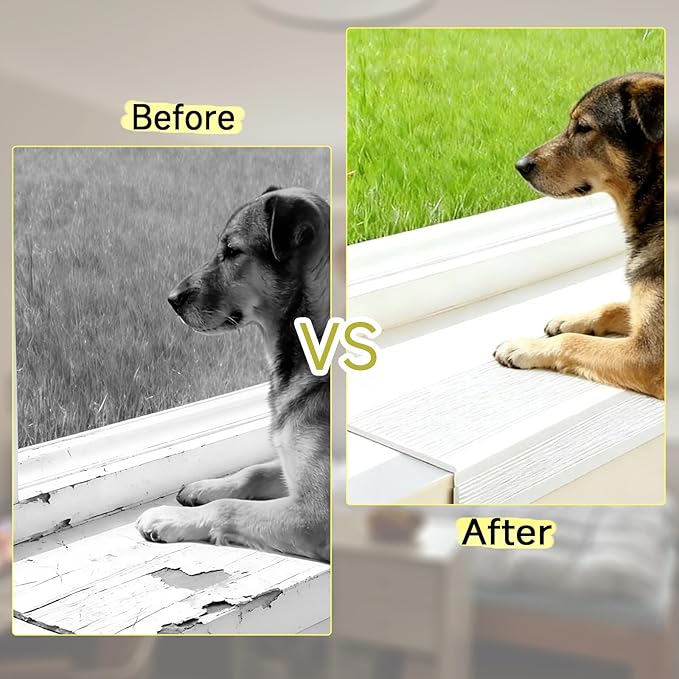 Window Still Protector from Dog Cat Scratching L-Shape Cuttable Self-Adhesive for Furniture Edge Door Wall Protection（White5.43×78.7Inchs）