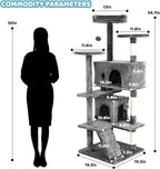 Cat Climbing Tower, Cat Jumping Platform Space Saving Cat Condo Pet Play House for Indoor Cats, 54", Ashy