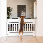 IRIS USA 24"-39" Dog Gate, Adjustable Indoor Pet Barrier, Pet Gate for Puppy, Small Dog, Cat, Easy Twist-to-Lock for Doorways & Stairs, Portable, Expandable, 25" Tall, 2-Pack, White