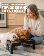Elevated Dog Bowls for Small Dogs and Cats, Non-Slip Cat Bowls with 2 Thick 5.5" Stainless Steel Dishes, Dog Feeder 2 Heights Adjustable to 2.6"-5.3"