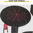 Gothic Halloween Cat Tree Tower, 3-Level Cat Furniture with Coffin Bed & Cross Top, Scratching Posts for Indoor Cats, Black Red Large Cat Tree for Multiple Cats