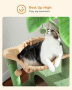45-Inch Green Cat Tree with 2 Condos for Indoor Cats,Cat Tower with Scratching Posts for Small Cats,Cactus Cat Tree Tower with Hammock and Cat Toys