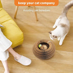 Collapsible Cats Cardboard Scratcher, Interactive Cat Toys for Indoor Cats, Scratch Pad Shape Shifting Ball Track with Bell, Magic Organ Cat Toy for Chase & Scratch Paw Easter Toys for Kitties Pink