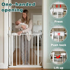 TSAYAWA Extra Wide Walk Through Baby Gate with Door, 62.5-67 Inch Wide Presure Mounted No Drill Metal Auto Close Child Gate for Stair Doorway - Indoor Outdoor Safty Gate for Toddler Dog Doggie, White