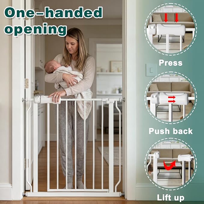 TSAYAWA Baby Gate Extra Wide Fits 62.2"-71.65" Inch Opening - Dog Pet Gate for Doorways Stairs No Drilling Pressure Mounted - Large Child Safety Indoor Outdoor White