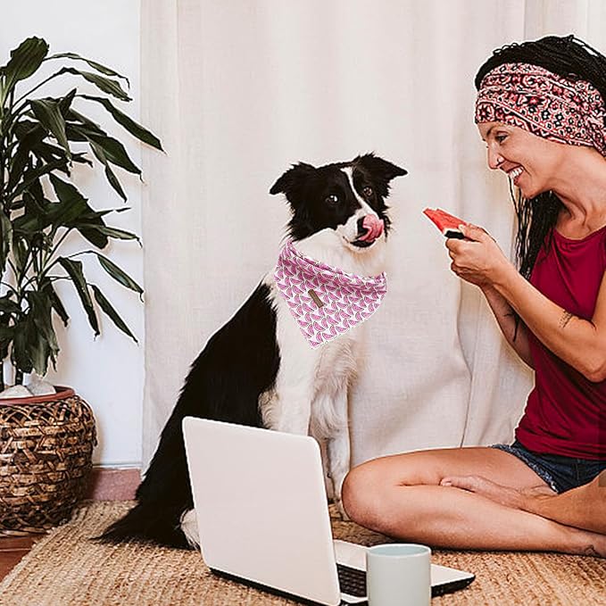 Elegant Little Tail Dog Bandana - 1PC Washable Cotton Summer Dog Kerchief Reversible Bibs/Scarf Triangle Scarf for Small to Large Dogs