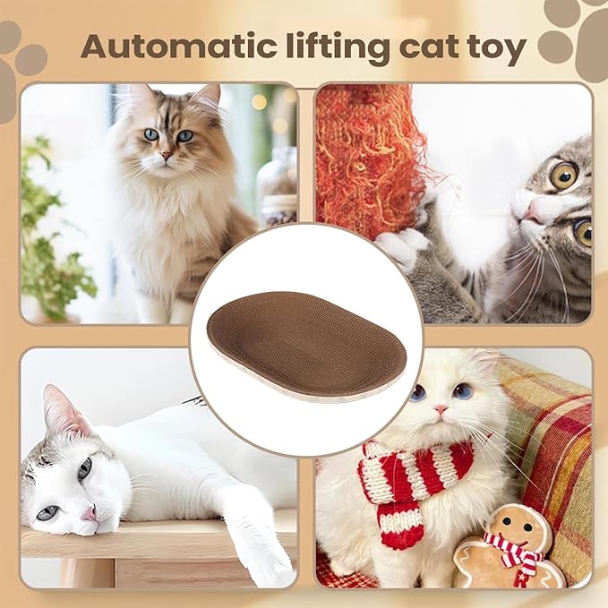 Càt Scràtcher Cardboard, Raised Edge Design, 1 Piece, Large Cat Scratcher Cardboard, Oval Indoor Cat Scratcher Bed, Blends with Home Decor, for Small Large Kitten Play Sleep Outdoor Home Living Room