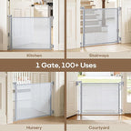 Retractable Baby Gate for Stairs & Doorways - 55" Wide Portable Safety Gate | Fits Baseboards, Easy to Use Indoor/Outdoor | Mesh Gate for Dogs, Puppies, Gray