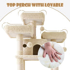 SHA CERLIN 81 Inches Extra Large Cat Tree for Indoor Adult Cats/XXL Big Cat Tower with Condo/Cozy Perches/Sisal Scratching Posts and Hammocks/Activity Center/F80/Heavy Duty/Beige