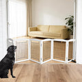Dog Fence Indoor,Dog Gate Indoor for Doorway pet gate - 6-Panel Freestanding, Hallways, House or Stairs -120x24-Inch Retractable Foldable Expandable Wood Pet by SFJC (White)