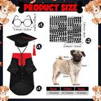 5 Pcs Dog Graduation Costume Set Include 2026 Pet Graduation Gown with Stole Puppy Grad Cap Lensless Glasses DIY Letter Stickers for Dogs Cats Holiday Costume Accessory(Black Red,M)