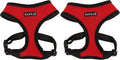 Puppia Soft Dog Harness No Choke Over-The-Head Triple Layered Breathable Mesh Adjustable Chest Belt and Quick-Release Buckle, Red, Small (Pack of 2)