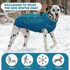 IDOMIK Warm Dog Coat with Harness, Waterproof Reflective Dog Jackets for Small Medium Large Dogs, Fleece High Collar Winter Jacket with Zipper, Pet Winter Snowsuit Clothes for Cold Weather,Blue S