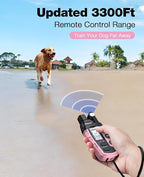 Bousnic Dog Shock Collar - 3300Ft Dog Training Collar with Remote for 5-120lbs Small Medium Large Dogs Rechargeable Waterproof e Collar with Beep (1-8), Vibration(1-16), Safe Shock(1-99) (LightPink)
