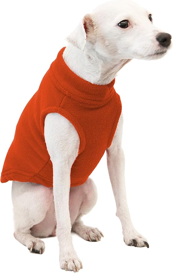 Gooby Stretch Fleece Vest Dog Sweater - Pumpkin, X-Large - Warm Pullover Super Stretchy Fleece Dog Jacket for Small to Large Dogs