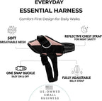 ShawnCo Essential Dog Harness, No-Pull Pet Vest with 3 Leash Clips, No Choke, Reflective, Adjustable and Padded, for Easy Walking and Training for Small, Medium and Large Dogs (Rose Gold, Medium)